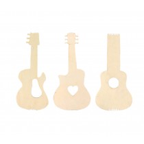 9 Pieces Unfinished Blank DIY Wood Guitar Toys Craft for Kids Painting Projects