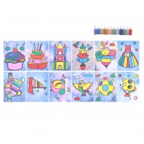 12Pcs Kids DIY Sand Painting Toy Sand Color Drawing Board Kit Painting Art Educational Toy for Children