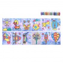 12Pcs Sand Painting Set for Kids Sand Color Drawing Board Painting Art Educational Toy