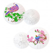 2 Pieces Unfinished Paper Umbrella Craft with Prototype for Kids DIY Painting Projects 15.7 inches, Birds