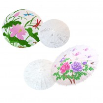 2 Pieces Unfinished Paper Umbrella Craft with Prototype for Kids DIY Painting Projects 23.6 inches, Flowers