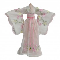 Handmade Chinese Style Ancient Beauty Costume White Doll Dress Pink Flora Doll Clothes for 11.5 inch Doll