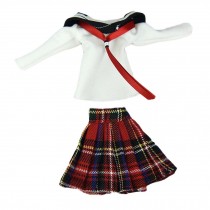Handmade School Uniform Red Plaid Skirt Doll Clothes for 11.5 inch Doll