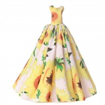 Handmade Yellow Floral Evening Gown Wedding Party Dress Casual Wear Doll Clothes for 23 inch Doll