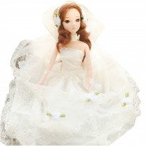White Romantic Rose Bride Wedding Dress Doll