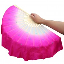Folding Long Fan/ Dancing Fan/ Yangge Dance Fan/ Colorful Perform Fan For Right Hand(Rose Red#03)