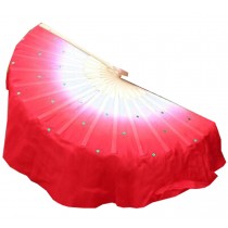 Folding Long Fan/ Dancing Fan/ Yangge Dance Fan/ Colorful Perform Fan For Right Hand(Rose Red#04)