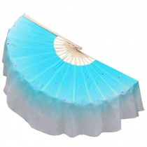 Folding Long Fan/ Dancing Fan/ Yangge Dance Fan/ Colorful Perform Fan For Right Hand(Blue)
