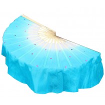 Folding Long Fan/ Dancing Fan/ Yangge Dance Fan/ Colorful Perform Fan For Right Hand(Blue#01)