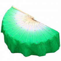 Folding Long Fan/ Dancing Fan/ Yangge Dance Fan/ Colorful Perform Fan For Right Hand(Green)
