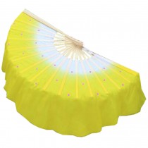 Folding Long Fan/ Dancing Fan/ Yangge Dance Fan/ Colorful Perform Fan For Right Hand(Yellow)