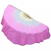 Folding Long Fan/ Dancing Fan/ Yangge Dance Fan/ Colorful Perform Fan For Right Hand(Pink)