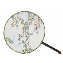 Chinese Style Classical Palace Dance Fan Ancient Hand Fan Round Double-sided Fan 24x36CM(Flower#01)