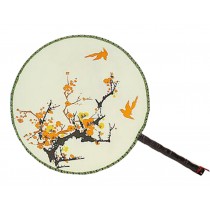 Chinese Style Classical Palace Dance Fan Ancient Hand Fan Round Double-sided Fan 24x36CM(Flower#03)