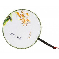 Chinese Style Classical Palace Dance Fan Ancient Hand Fan Round Double-sided Fan 24x36CM(Flower#04)