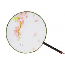 Chinese Style Classical Palace Dance Fan Ancient Hand Fan Round Double-sided Fan 24x36CM(Peach#01)