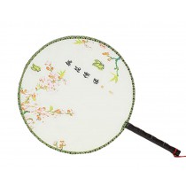 Chinese Style Classical Palace Dance Fan Ancient Hand Fan Round Double-sided Fan 24x36CM(Peach#02)