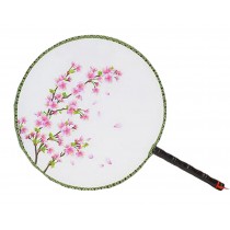 Chinese Style Classical Palace Dance Fan Ancient Hand Fan Round Double-sided Fan 24x36CM(Peach#03)