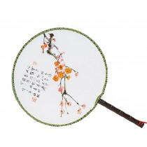 Chinese Style Classical Palace Dance Fan Ancient Hand Fan Round Double-sided Fan 24x36CM(Flower#05)