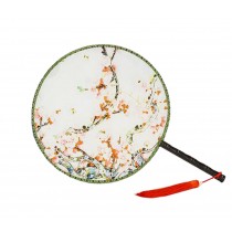 Chinese Style Classical Palace Dance Fan Ancient Hand Fan Round Double-sided Fan 24x36CM(Peach#04)