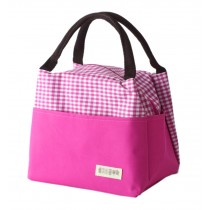 [Check] Durable Oxford Cloth Reusable Lunch Bag Fashion Waterproof Zipper Bento Bag, #09 Purple