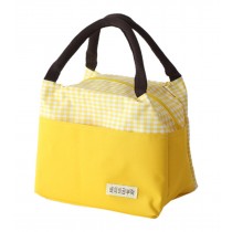 [Check] Durable Oxford Cloth Reusable Lunch Bag Fashion Waterproof Zipper Bento Bag, #10 Yellow