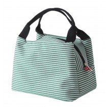 [Stripe] Durable Oxford Cloth Reusable Lunch Bag Fashion Waterproof Zipper Bento Bag, #14 Green