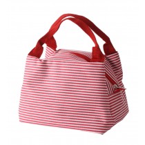 [Stripe] Durable Oxford Cloth Reusable Lunch Bag Fashion Waterproof Zipper Bento Bag, #15 Red