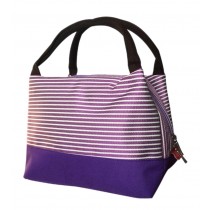 Durable Oxford Cloth Reusable Lunch/Bento Bag Fashion Waterproof Zipper Cooler Bag, Stripe#17 Purple