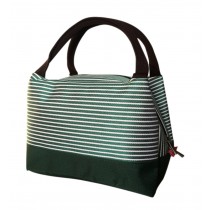 Durable Oxford Cloth Reusable Lunch/Bento Bag Fashion Waterproof Zipper Cooler Bag, Stripe#20 Green
