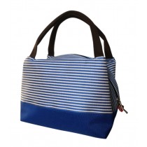 Durable Oxford Cloth Reusable Lunch/Bento Bag Fashion Waterproof Zipper Cooler Bag, Stripe#21 Blue