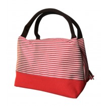 Durable Oxford Cloth Reusable Lunch/Bento Bag Fashion Waterproof Zipper Cooler Bag, Stripe#22 Red