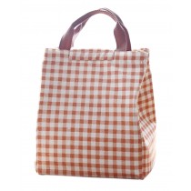 Quality Durable Reusable Fashion Waterproof Lunch Bag/Insulated Bag/Cooler Bag Pink Plaid #25
