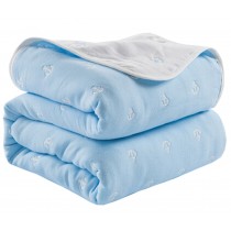 Breathable Soft Cotton Gauze Baby Towel Quilt Toddler Blankets Carpet 43.3"x 43.3" (Blue)