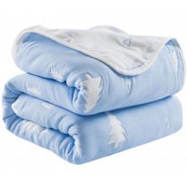 Summer Soft Cotton Gauze Baby Towel Quilt Toddler Blankets Carpet 43.3"x 43.3" (Blue)