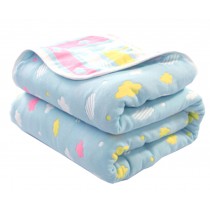 Soft Cotton Gauze Baby Towel Blanket Toddler Blankets Covered Blanket 35.43"x 39.37" (Light Blue)