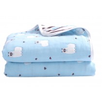 Soft Cotton Gauze Baby Towel Blanket Toddler Blankets Covered Blanket 35.43"x 39.37" (Blue-sheep)
