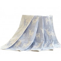 Cotton Gauze Newborns Single Towel Blanket Bed Sheet Bath Towel 35.43"x 39.37" (Blue Deer)