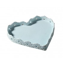 Ceramics Serving Dishes Trays Platters Candy Dishes Decorative Tray Heart-shaped 8 Inch (Blue)