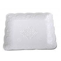 Ceramics Serving Dishes Trays Platters Candy Dishes Decorative Tray Steak Plate 10.15 Inch (White)