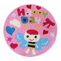 [Pink Bee] Children Bedroom Decor Rug Embroidered Mat Cartoon Carpet,23.62x23.62 inches