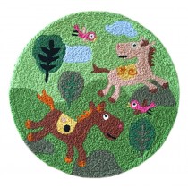 [Horse] Children Bedroom Decor Rug Embroidered Mat Cartoon Carpet,23.62x23.62 inches