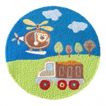 [Plane & Car] Children Bedroom Decor Rug Embroidered Mat Cartoon Carpet,23.62x23.62 inches