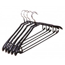10-Pack Anti-slip Plastic + Metal Clothes Hangers Adult Suit/Pants Plastic Hangers, #24 Black