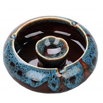 Simple Table Decoration Crafts Ceramic Ashtray Smoking Ash Tray M Size (Coral Blue)