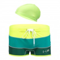 Mens Swim Trunk Shorts Swimwear Boxer Briefs(Trunk+Cap),Green XXXXL