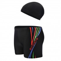 Mens Swim Trunk Shorts Swimwear Boxer Briefs(Trunk+Cap),XXXL