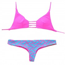 Women Racerback Bikini Set Beach Bathing Suits,Pink L(75C-80A)