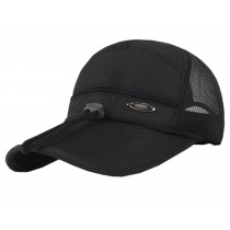 Outdoor Men's Cap Baseball Cap Summer Breathable Sunscreen Hat Adjustable Free Size(Black-4)