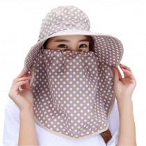 Women Outdoor Summer Sun Flap Cap Hat Neck Cover Face UV Protection Hat Free Size (Khaki)